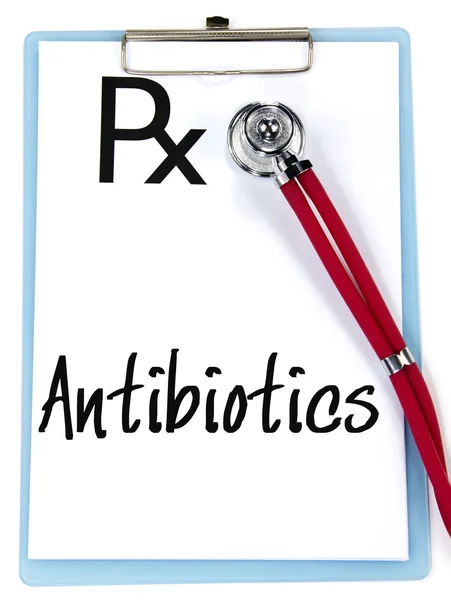 Antibiotics word write on prescription — Stock Photo, Image