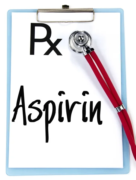 Palabra aspirina escribir en la prescripción — Foto de Stock