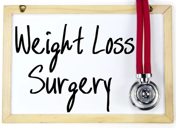 Weight loss surgery text write on blackboard — Stock Photo, Image