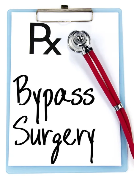Bypass-Chirurgie Text auf Rezept schreiben — Stockfoto