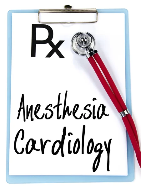 Anestesia testo di cardiologia scrivere sulla lavagna — Foto Stock