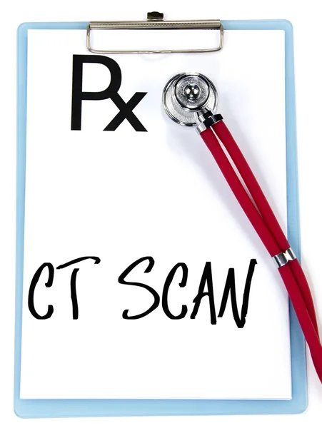 CT SCAN testo scrivere su prescrizione medica — Foto Stock