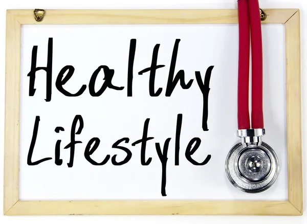 Healthy lifestyle text write on blackboard — Stock Photo, Image