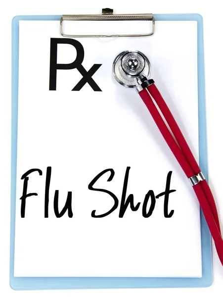 Flu shot text write on prescription — Stock Photo, Image