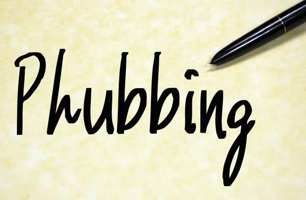 Phubbing palabra escribir en papel — Foto de Stock