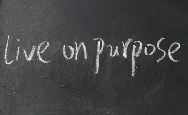 Live on purpose text write on blackboard — Stock Photo, Image