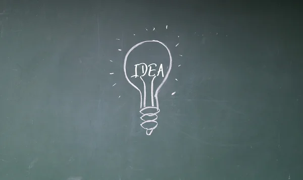 Idea bulb sign on blackboard — Stock Photo, Image