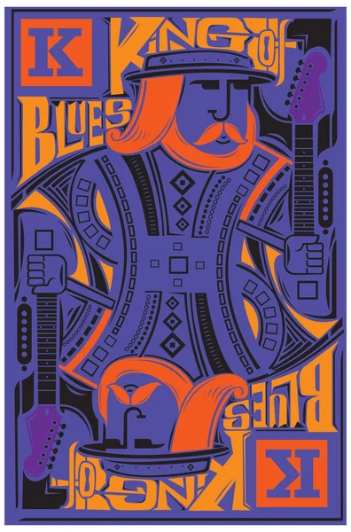 Král blues hudba kresby pro plakát — Stockový vektor