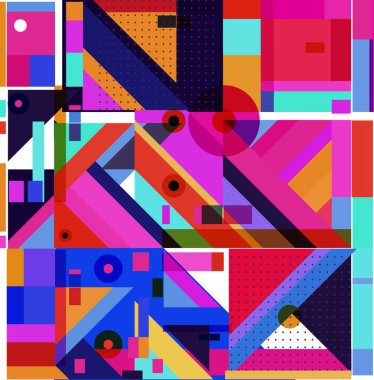 Yeni Yıl 2021 renkli geometrik poster tasarımı şablonu