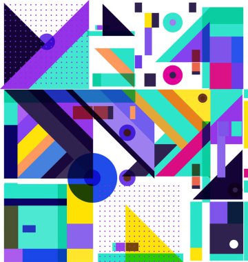 Yeni Yıl 2021 renkli geometrik poster tasarımı şablonu