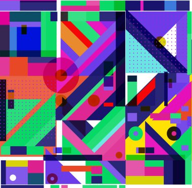 Yeni Yıl 2021 renkli geometrik poster tasarımı şablonu