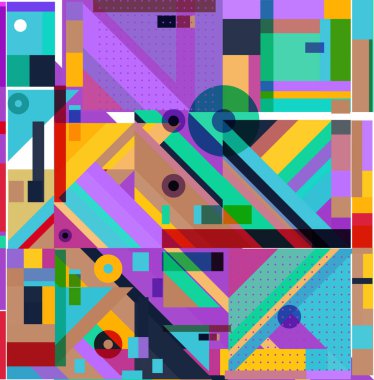 Yeni Yıl 2021 renkli geometrik poster tasarımı şablonu