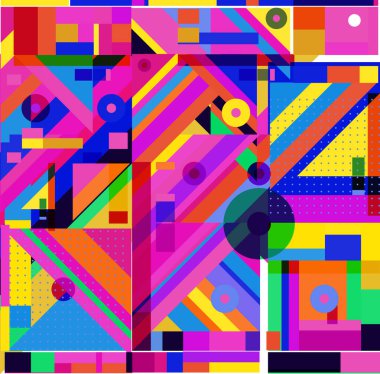 Yeni Yıl 2021 renkli geometrik poster tasarım şablonları