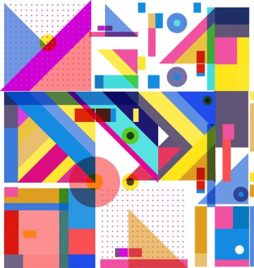 Yeni Yıl 2021 renkli geometrik poster tasarım şablonları