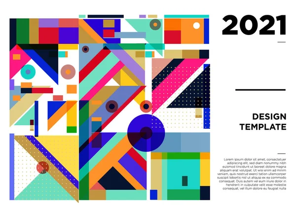 Nowy Rok 2021 Kolorowy Wzór Plakatu Geometrycznego Projektu — Wektor stockowy