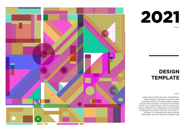 Nowy Rok 2021 Kolorowy Wzór Plakatu Geometrycznego Projektu — Wektor stockowy