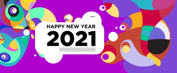 Felice Anno Nuovo 2021 Bandiera Auguri Sfondo Colorato Celebrazione — Vettoriale Stock