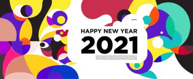 Yeni yılınız kutlu olsun. Kutlama kartı afişi için renkli bir arkaplan.