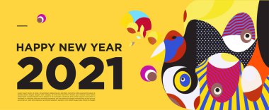 Yeni yılınız kutlu olsun. Kutlama kartı afişi için renkli bir arkaplan.