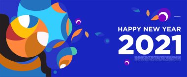 Yeni yılınız kutlu olsun. Kutlama kartı afişi için renkli bir arkaplan.