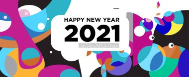 Yeni yılınız kutlu olsun. Kutlama kartı afişi için renkli bir arkaplan.