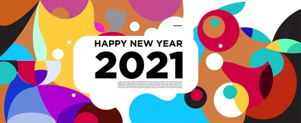 Feliz Año Nuevo 2021 Tarjeta Felicitación Banner Fondo Colorido Para — Vector de stock