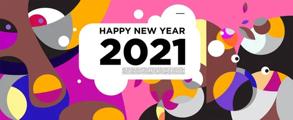 Feliz Año Nuevo 2021 Tarjeta Felicitación Banner Fondo Colorido Para — Vector de stock