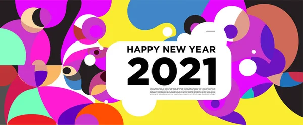 Happy New Year 2021 Greeting Card Banner Colorful Background Celebration — Stock Vector