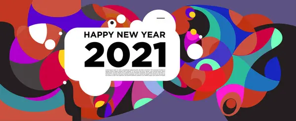 Feliz Ano Novo 2021 Saudação Banner Cartão Fundo Colorido Para — Vetor de Stock