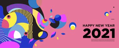 Yeni yılınız kutlu olsun. Kutlama kartı afişi için renkli bir arkaplan.