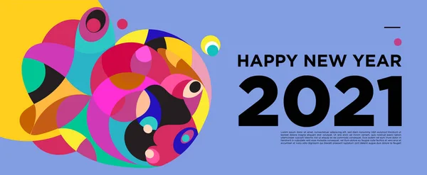 Happy New Year 2021 Greeting Card Banner Colorful Background Celebration — Stock Vector