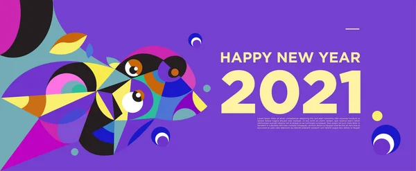 Bonne Année 2021 Bannière Carte Voeux Fond Coloré Pour Célébration — Image vectorielle