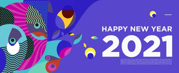 Feliz Ano Novo 2021 Saudação Banner Cartão Fundo Colorido Para —  Vetores de Stock