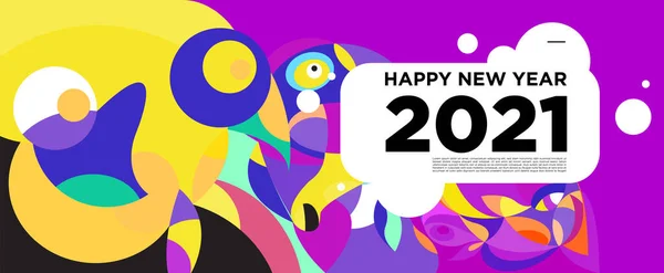 Happy New Year 2021 Greeting Card Banner Colorful Background Celebration — Stock Vector