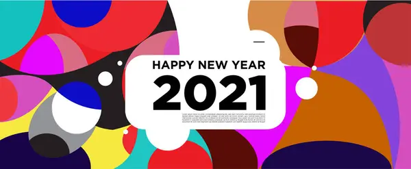 Bonne Année 2021 Bannière Carte Voeux Fond Coloré Pour Célébration — Image vectorielle