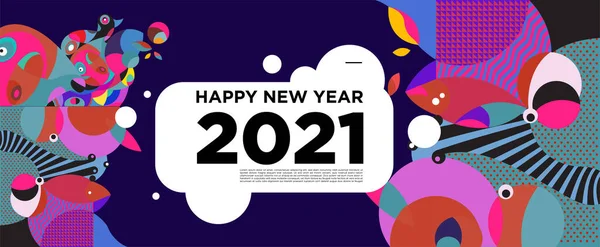 Happy New Year 2021 Greeting Card Banner Colorful Background Celebration — Stock Vector