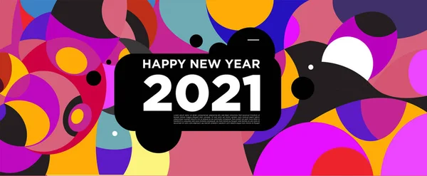 Felice Anno Nuovo 2021 Bandiera Auguri Sfondo Colorato Celebrazione — Vettoriale Stock