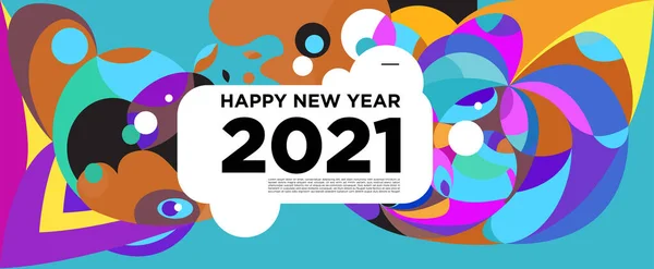 Feliz Ano Novo 2021 Saudação Banner Cartão Fundo Colorido Para —  Vetores de Stock