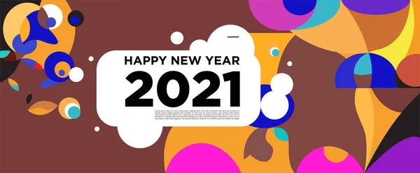 Feliz Año Nuevo 2021 Tarjeta Felicitación Banner Fondo Colorido Para — Vector de stock