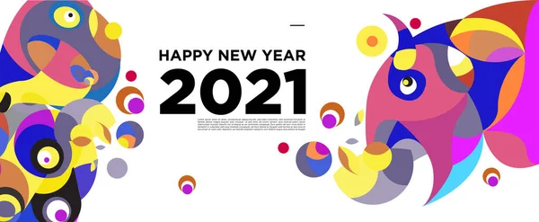 Happy New Year 2021 Greeting Card Banner Colorful Background Celebration — Stock Vector