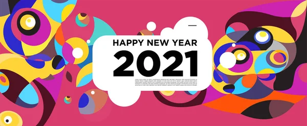 Feliz Ano Novo 2021 Saudação Banner Cartão Fundo Colorido Para — Vetor de Stock