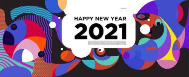 Yeni yılınız kutlu olsun. Kutlama kartı afişi için renkli bir arkaplan.