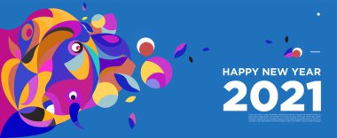 Yeni yılınız kutlu olsun. Kutlama kartı afişi için renkli bir arkaplan.