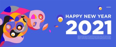 Yeni yılınız kutlu olsun. Kutlama kartı afişi için renkli bir arkaplan.