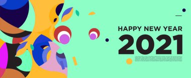 Yeni yılınız kutlu olsun. Kutlama kartı afişi için renkli bir arkaplan.