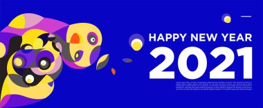 Yeni yılınız kutlu olsun. Kutlama kartı afişi için renkli bir arkaplan.