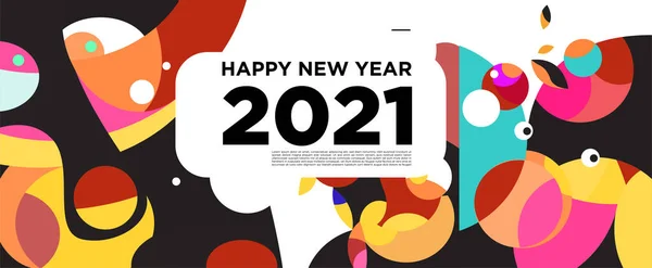 Feliz Año Nuevo 2021 Tarjeta Felicitación Banner Fondo Colorido Para — Vector de stock