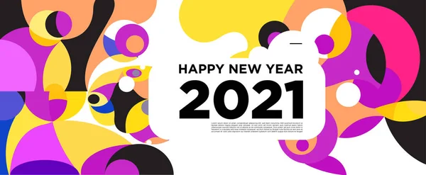 Happy New Year 2021 Greeting Card Banner Colorful Background Celebration — Stock Vector