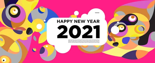 Felice Anno Nuovo 2021 Bandiera Auguri Sfondo Colorato Celebrazione — Vettoriale Stock