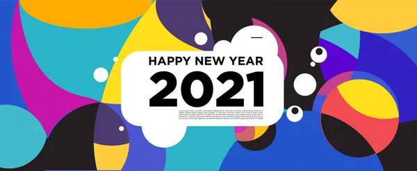 Feliz Año Nuevo 2021 Tarjeta Felicitación Banner Fondo Colorido Para — Vector de stock